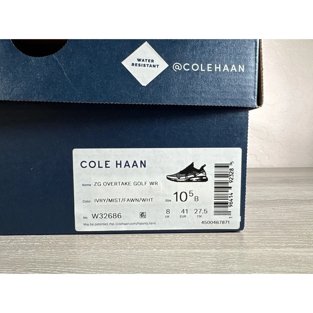 Cole Haan ZG Overtake Golf WR Ivory Fawn Water Resistant Shoes W32686 Women 10.5